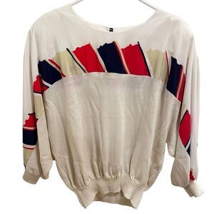 Vintage Anthony Sicari Sweater Womens 80s Colorblock Flashdance Olympia